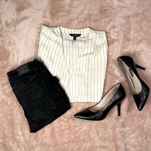 Banana Republic cream pinstripe blouse